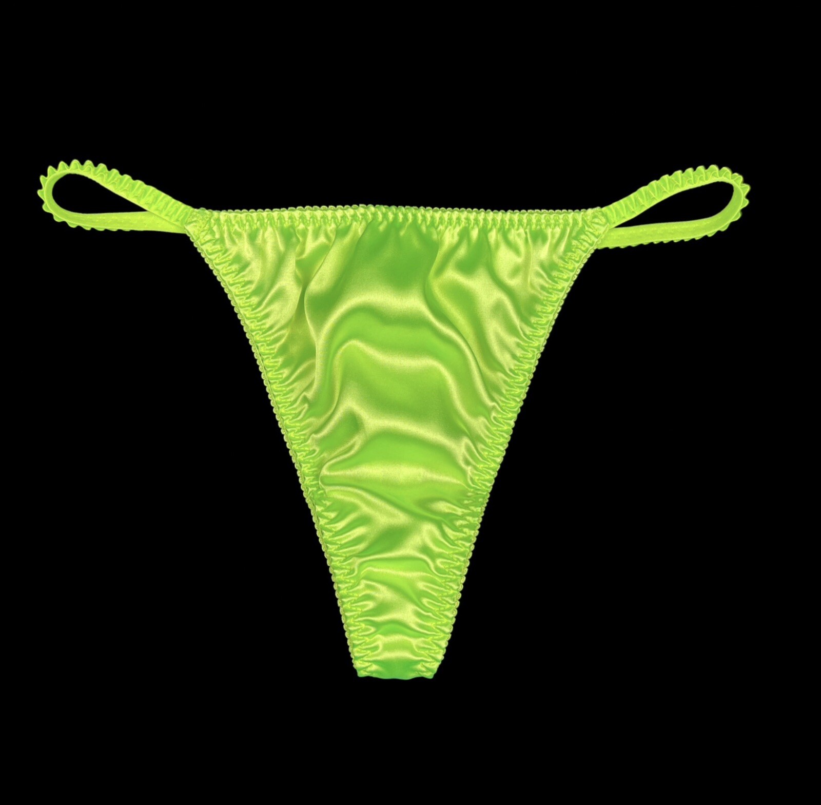 Satin String Thong Neon Yellow S
