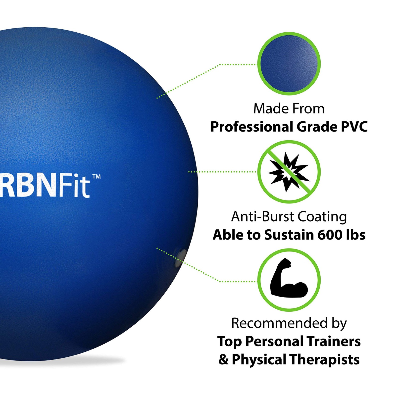 URBNFit Small Exercise Ball - 9-inch Mini Pilates with Fitness Blue