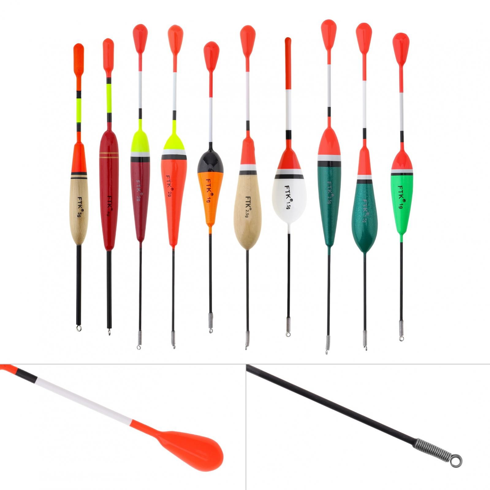 New 10× Long Tail Fishing Mixed Size Fishing Float Bobbers Set Tool 14.3-20.1cm