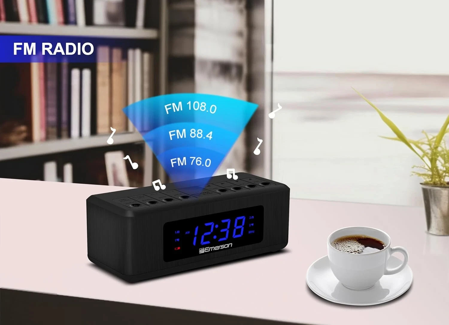 CK2023AM/FM Dual Alarm Clock Radio with 0.6" Blue LED Display, 4-Level Dimmer