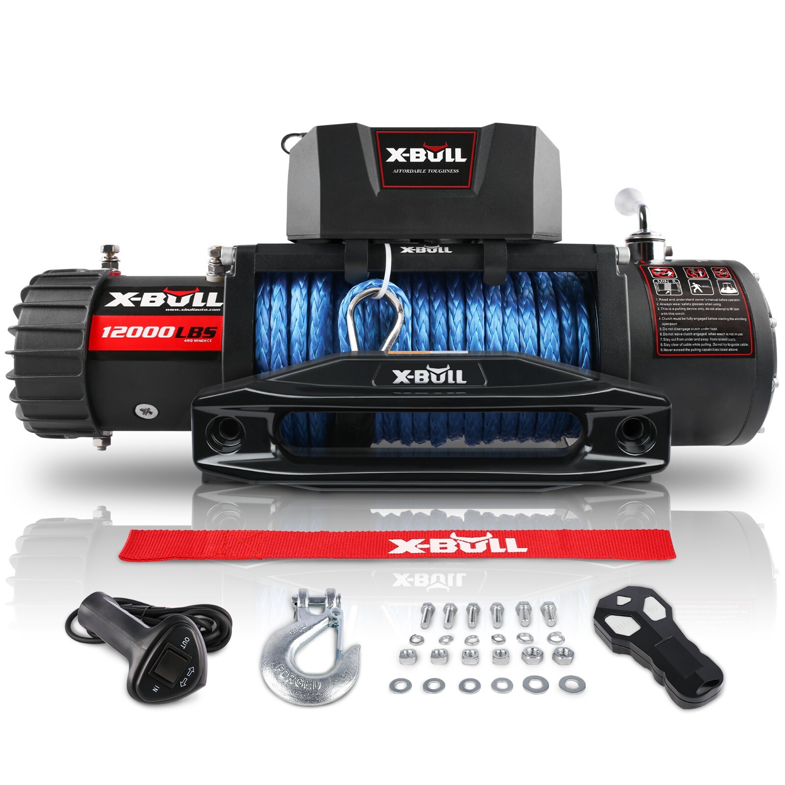 X-BULL Electric Winch 12000lbs 12K Synthetic Rope Trailer Towing 12V 4WD Jeep