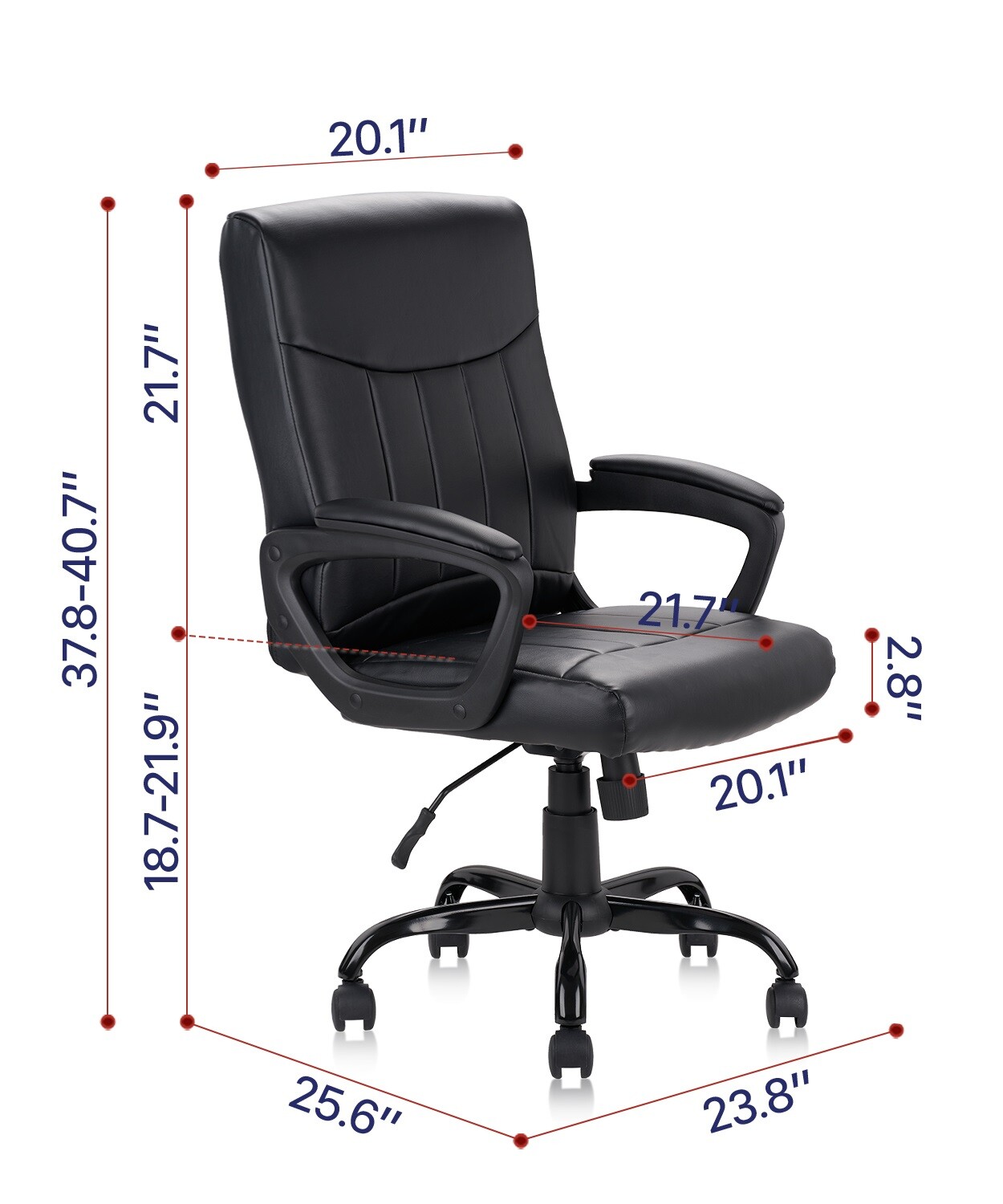 CLATINA Office Executive Chair Ergonomic Swivel PU Leather Armrest Computer Home