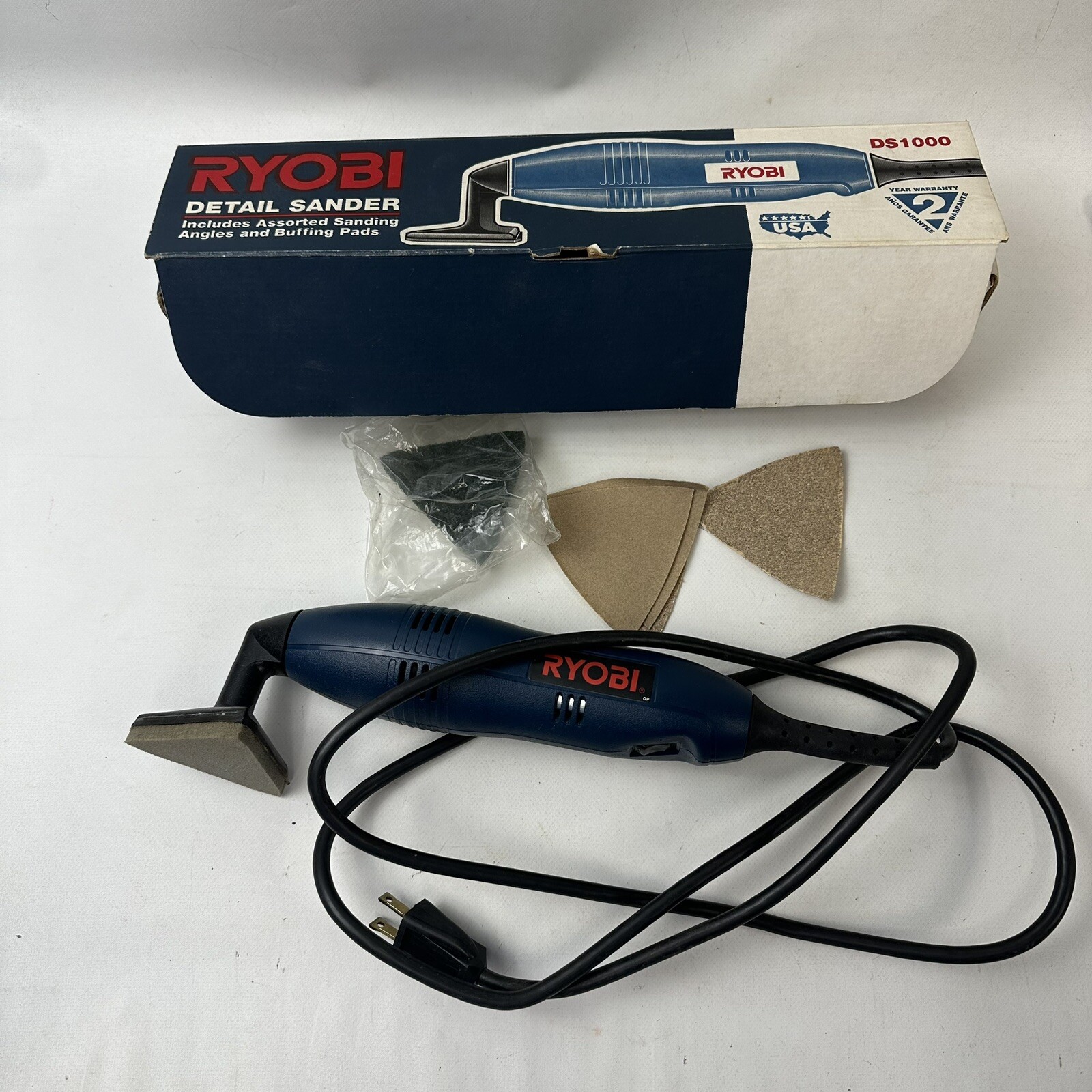 Ryobi Detail Sander DS1000 With Original Box Works Electric Corded Tool