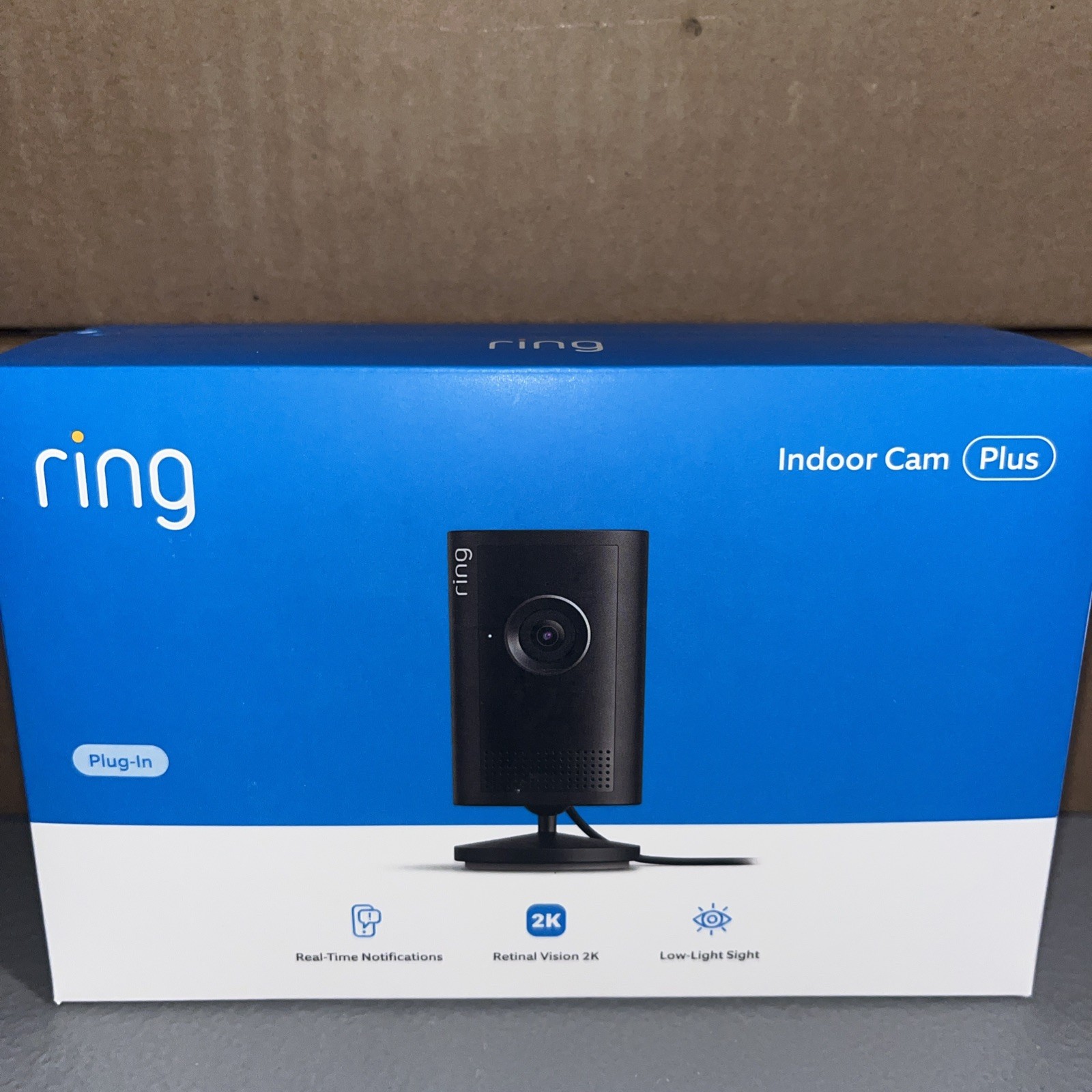 Ring Indoor Cam Plus, Plug-In, Retinal Vision 2K ~Black~ **NEW and SEALED**