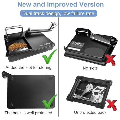 Manual Cigarette Rolling Machine with Storage, Dual-Track for 8mm Cigarettes, Bl