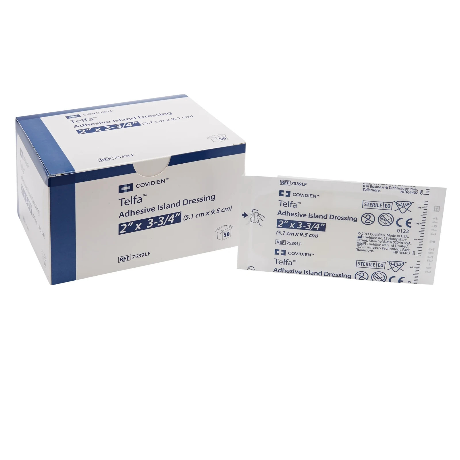 Telfa Adhesive Island Dressing, Sterile, Bandages Strip, 2 in x 3 1/4 in, 50 Cou
