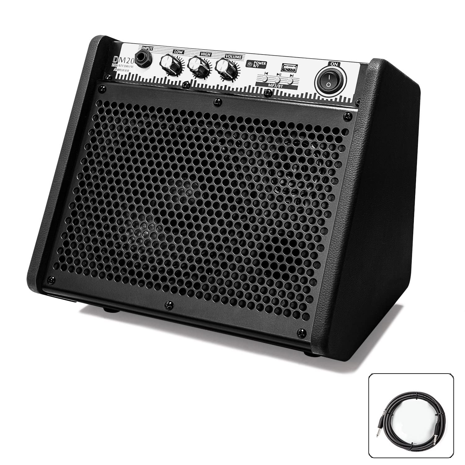 Coolmusic DM20 20W Bluetooth Drum Monitor Amp Speaker with USB, Black