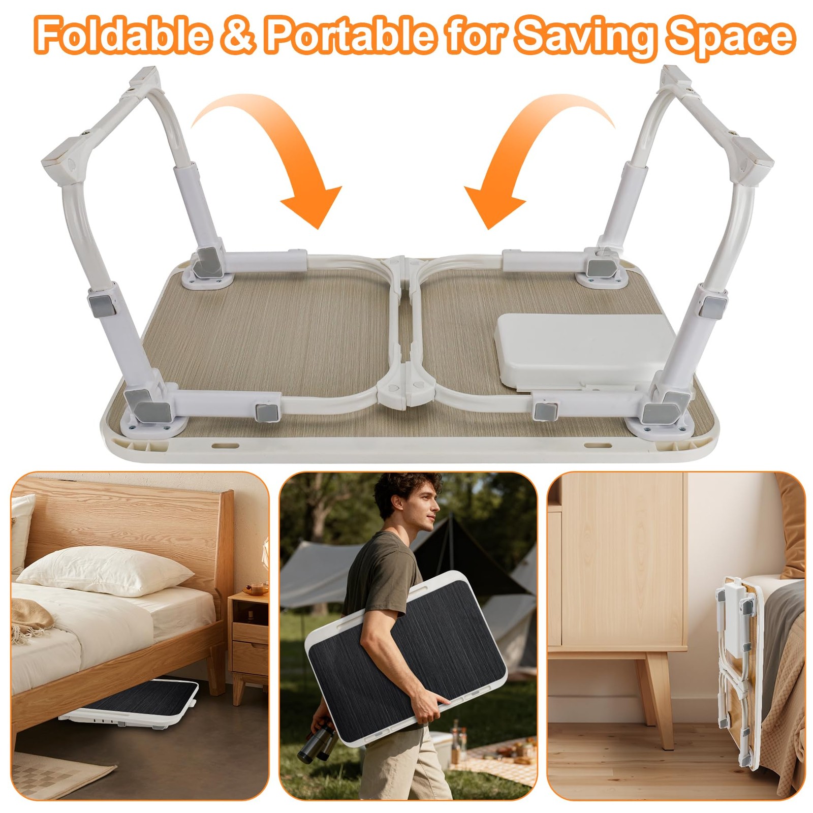 Laptop Desk for Bed, Adjustable Height Laptop Bed Table, Foldable Lap Desk wi...