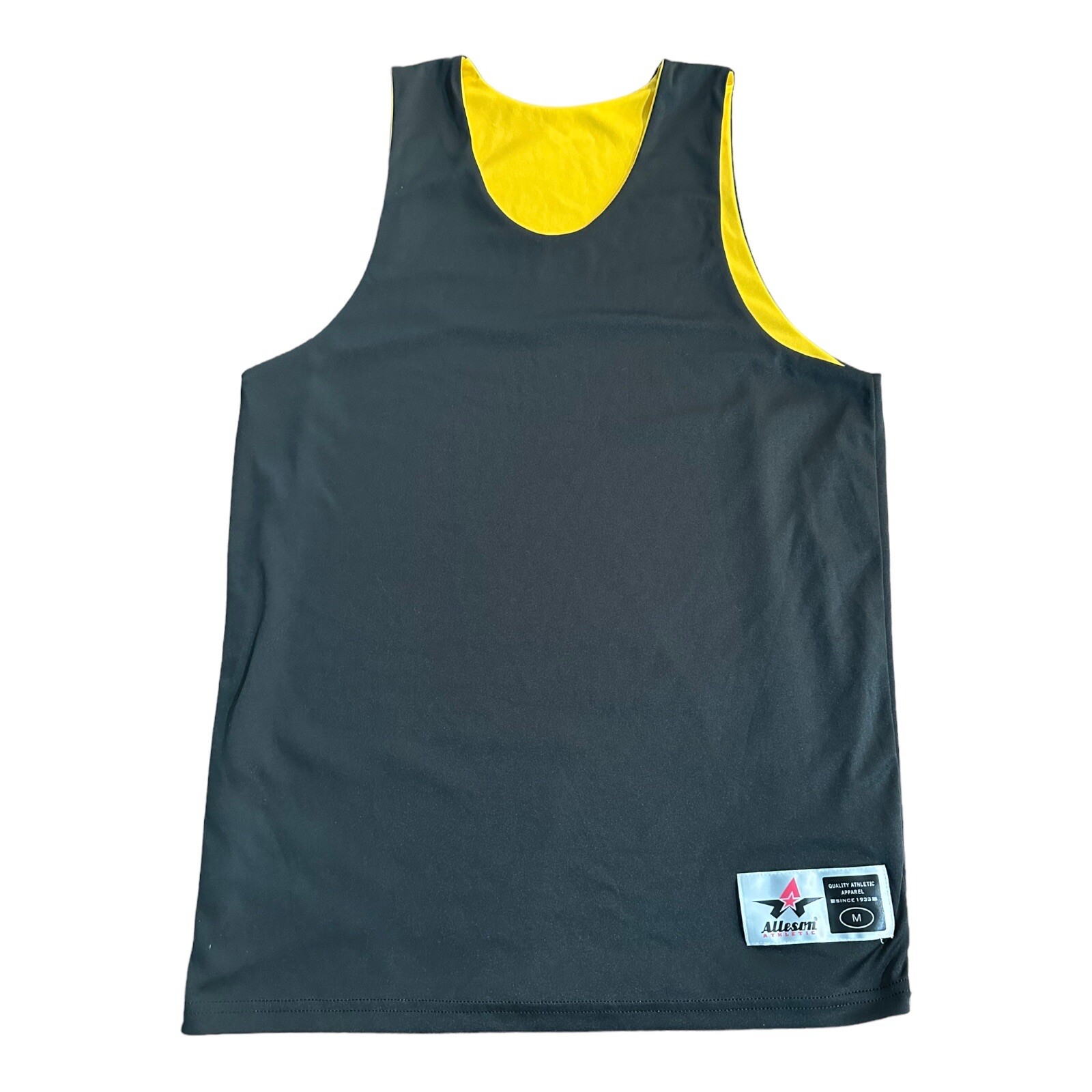 ALLESON 570R SCWH ADULT M REVERSIBLE MESH BASKETBALL JERSEY TANK BLACK YELLOW