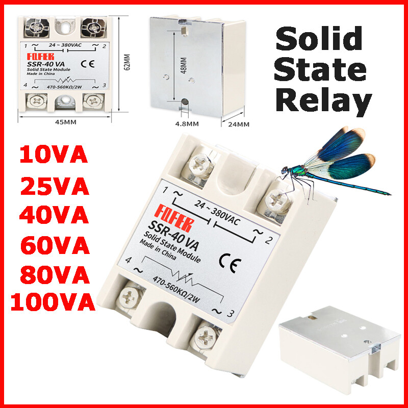 SSR Solid State Relay Module 10VA 25VA 40VA 60VA 80VA 100VA 24 ~ 380VAC Relays