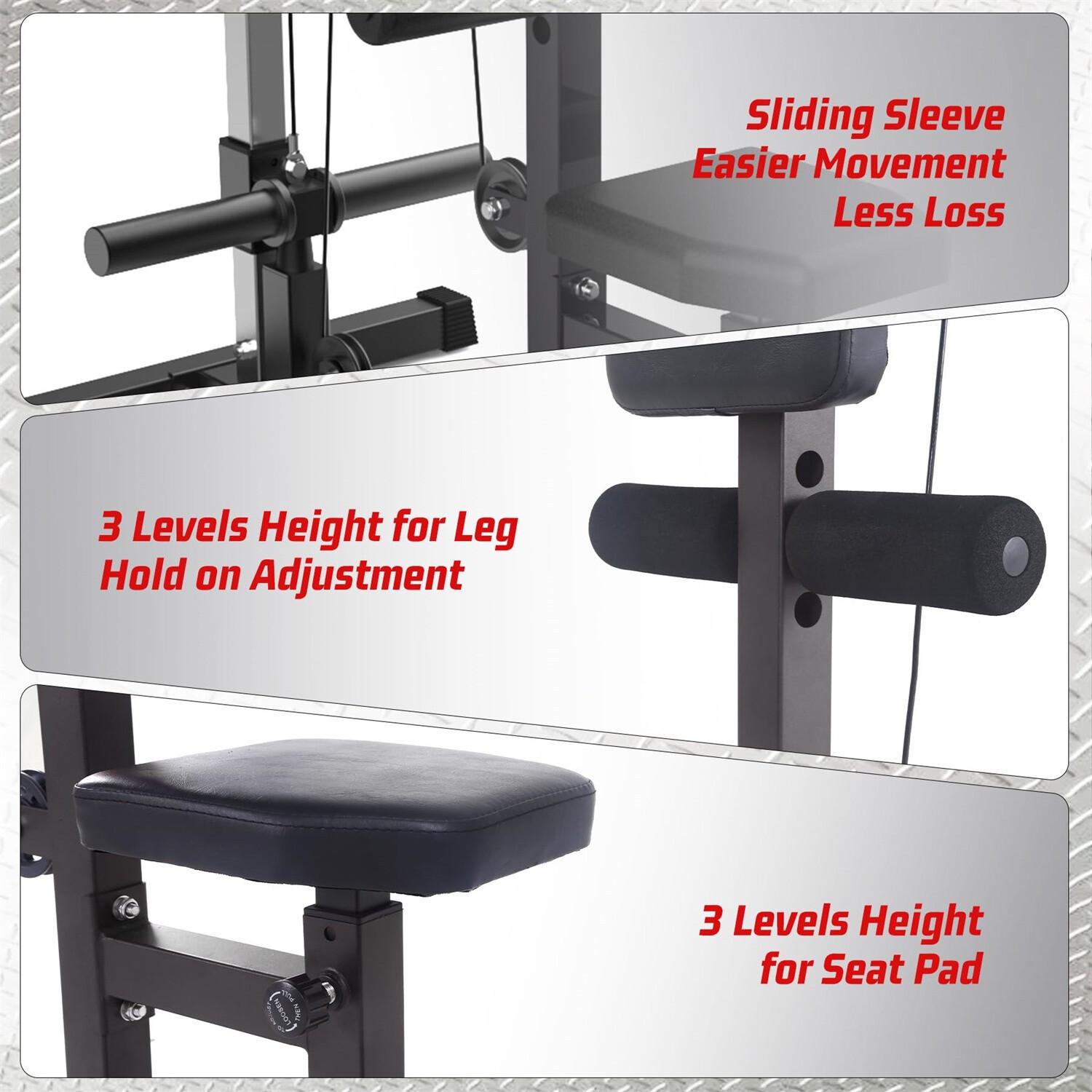 Cable Machine LAT Pulldown Tower High Low Pulley Stations Leg Support Tricep Wor