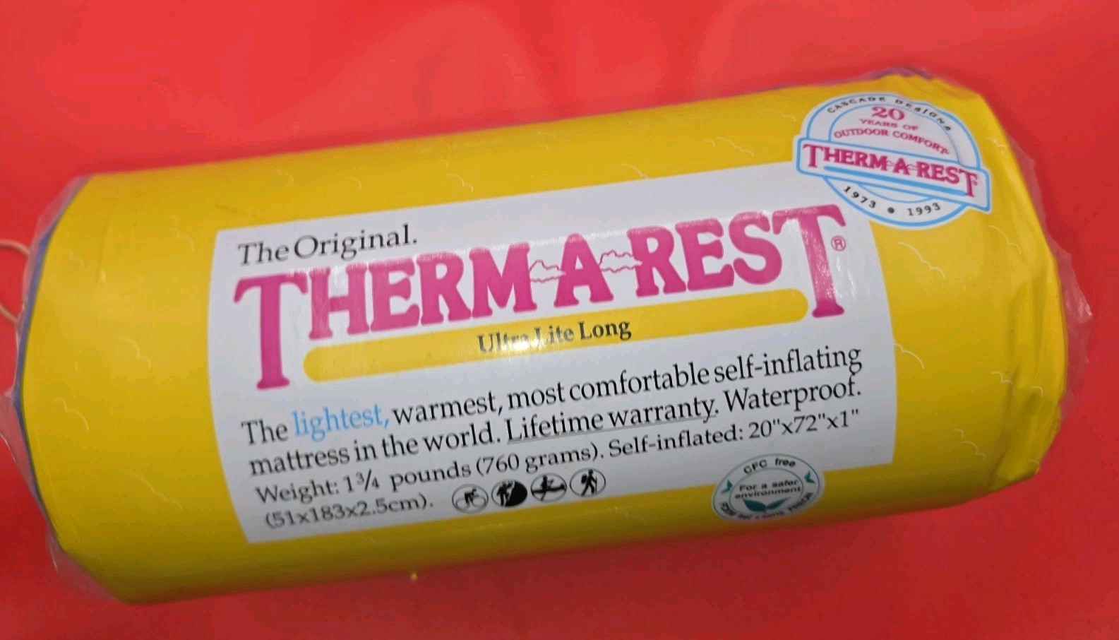 Vintage Therm-a-Rest Ultralite 20” X 72” Self Inflating Pad Unopened NOS  20Yr