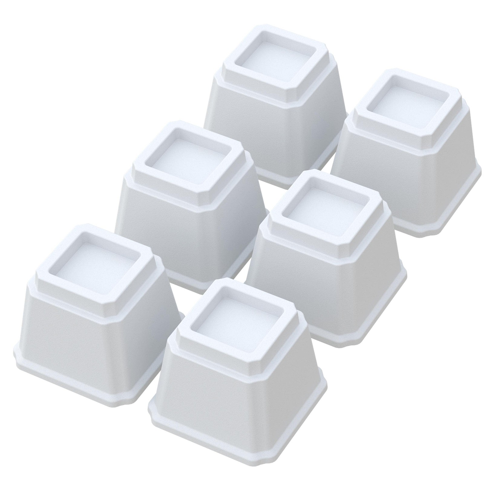 6 PCS Bed Risers 4 Inch Heavy Duty Elevators Lifts 3000 lbs Furniture White