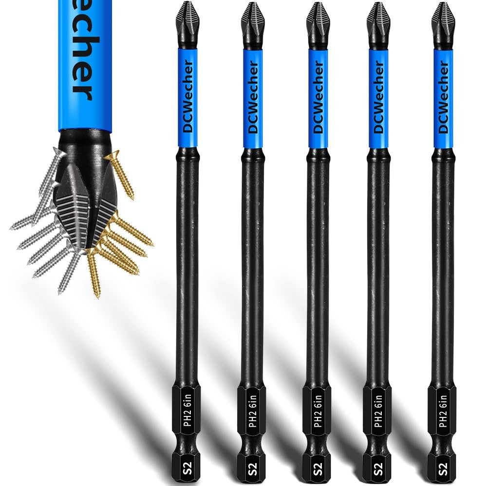 6-Inch Long Phillips Head Drill & Screwdriver Bits 5-Pack 2 Phillips Bits #2 ...