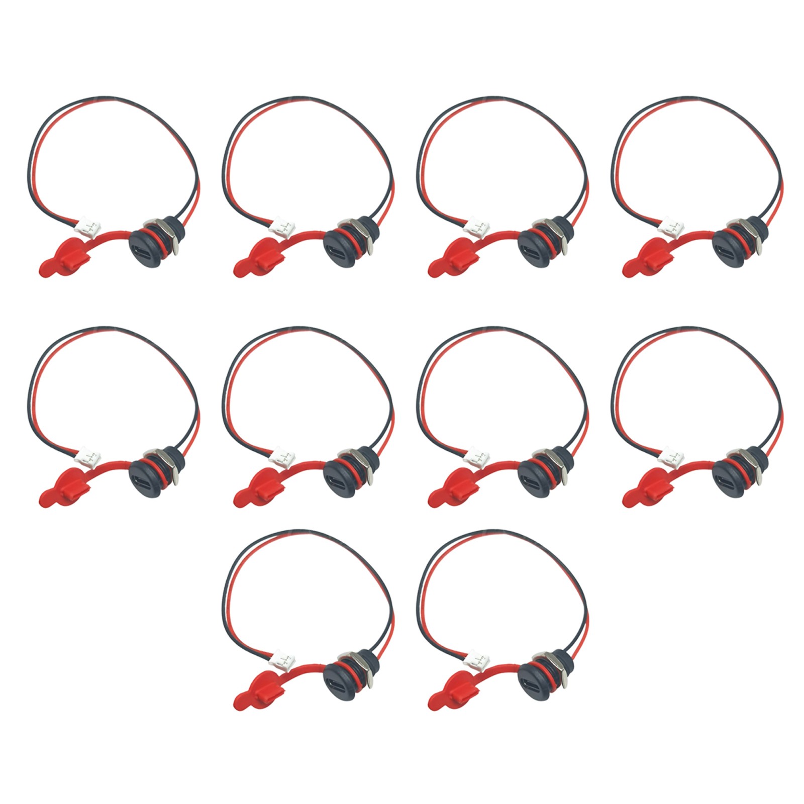 10pcs USB Connector Type-C Waterproof With Nut Locking Female Charging JACK