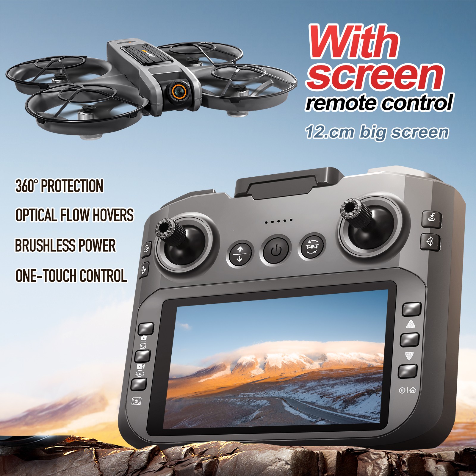 Professional 4K HD Drone with Screen Remote RC Drone Dual Camera Brushless NO