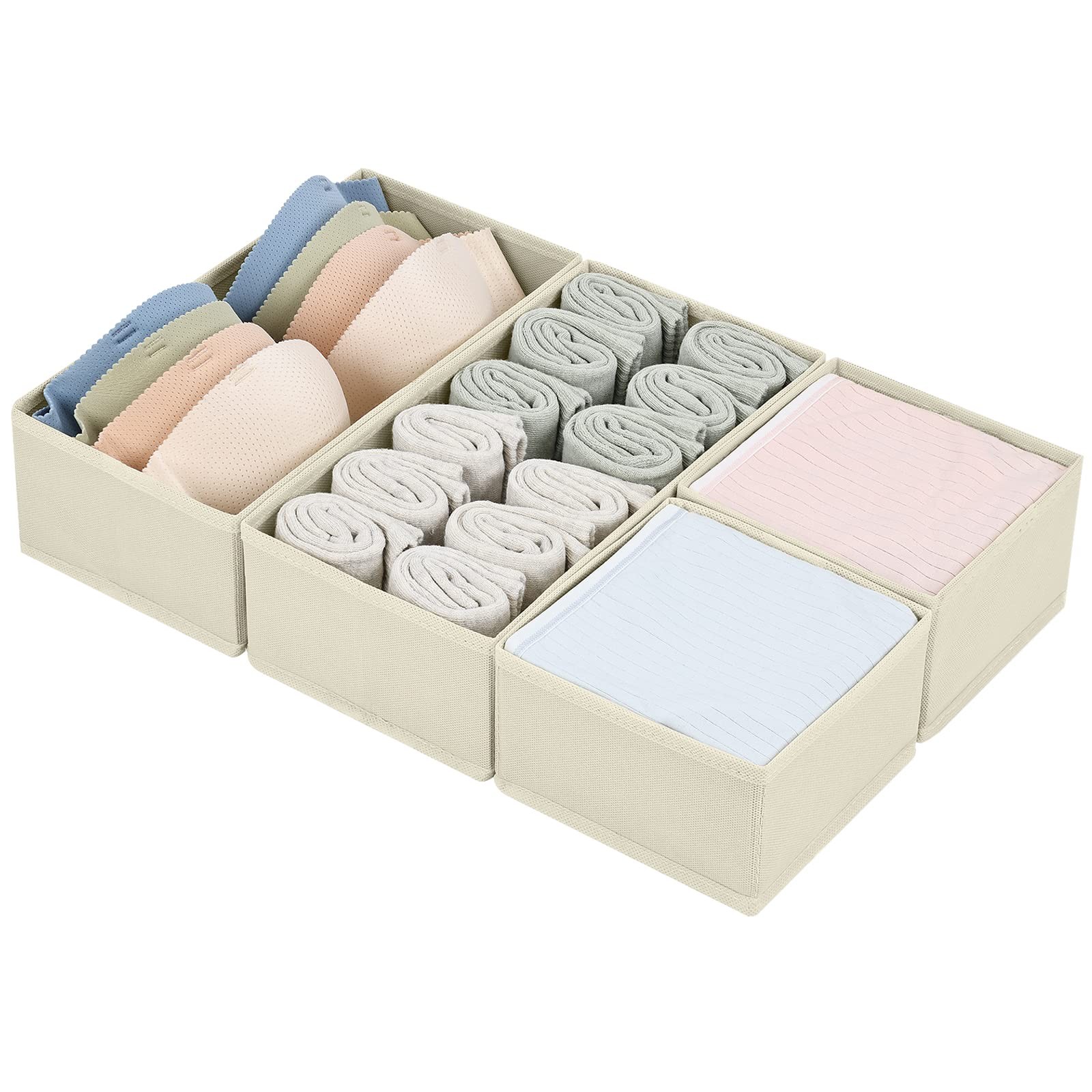 Drawer Organizers Clothes, Set of 4 Dresser Organizer Bins, Fabric Closet Org...