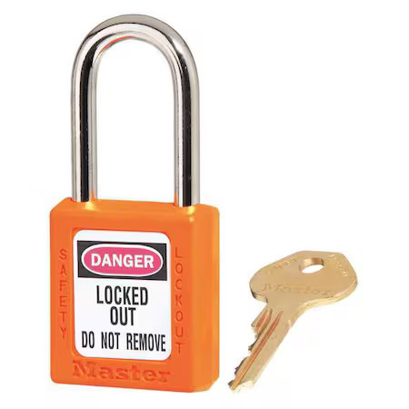 Master Lock 410S6orj Lockout Padlock, Keyed Different, Thermoplastic, Standard