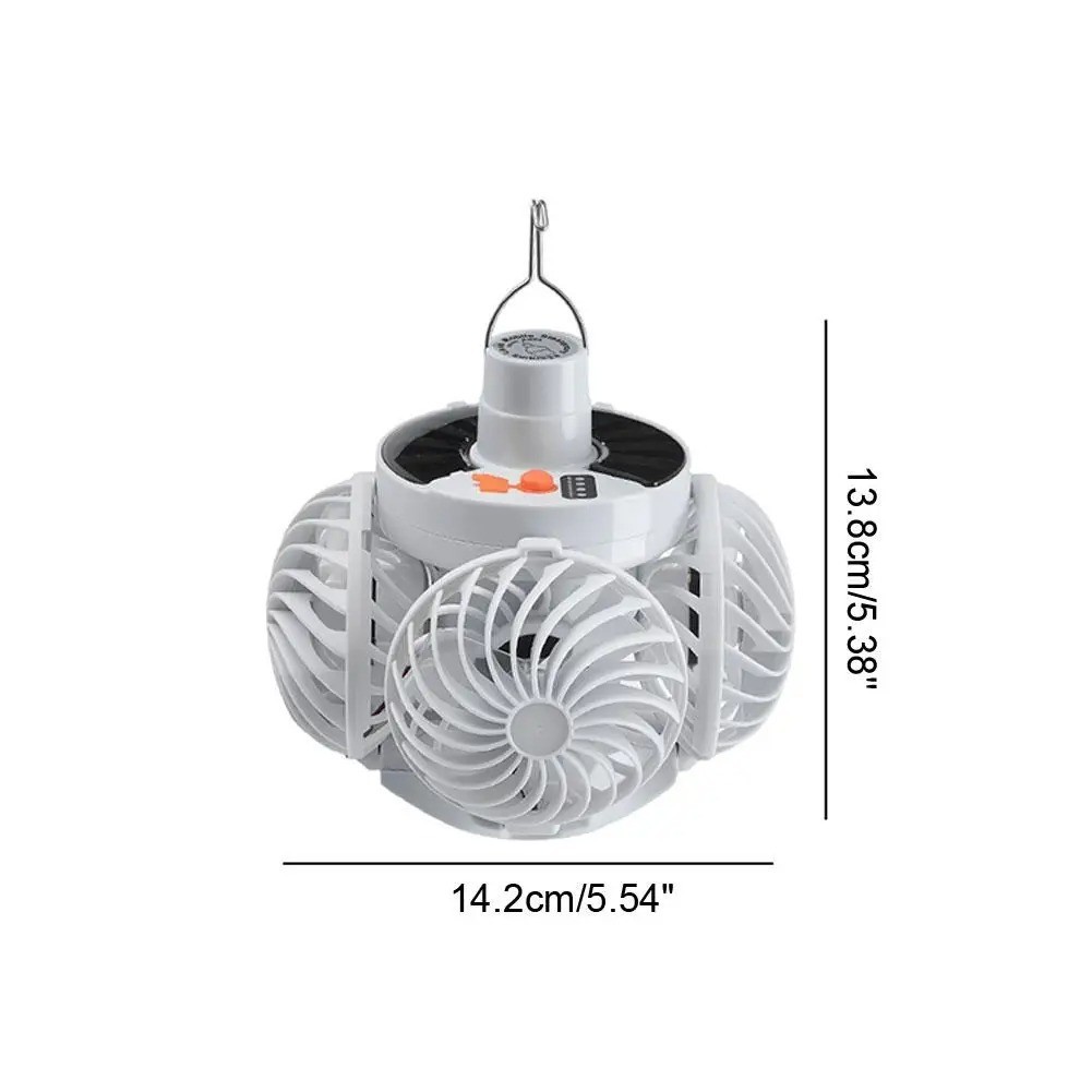 Portable Solar Powered Camping Fan LED Lantern USB Rechargeable Tent Light