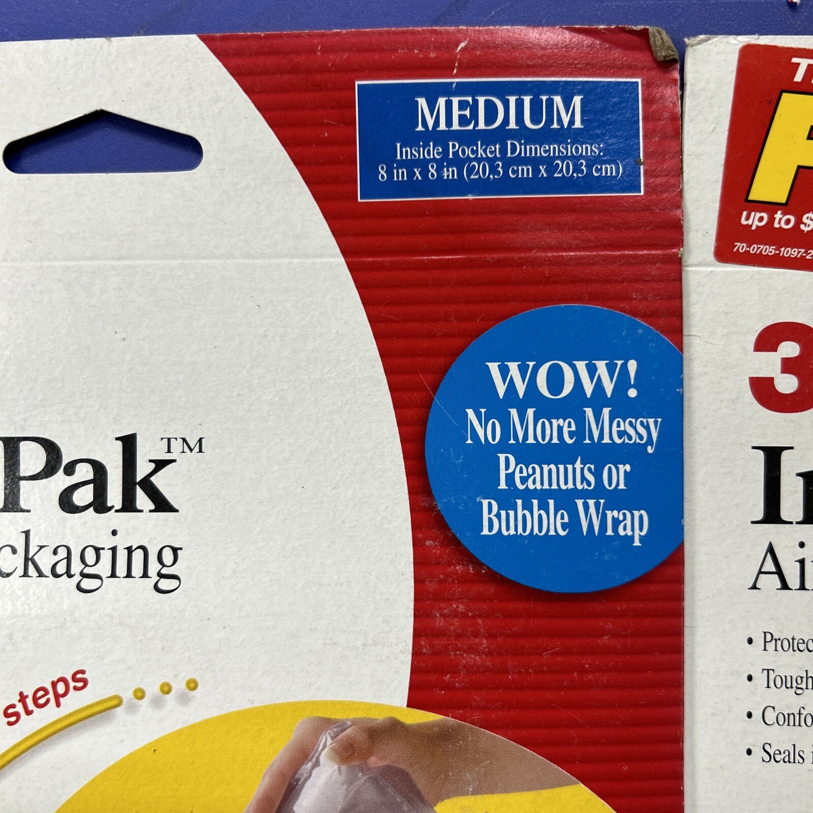 2-Pack 3M INFLATA-PAK Air Cushion Packaging Pocket Shipping Padding Bag MEDIUM