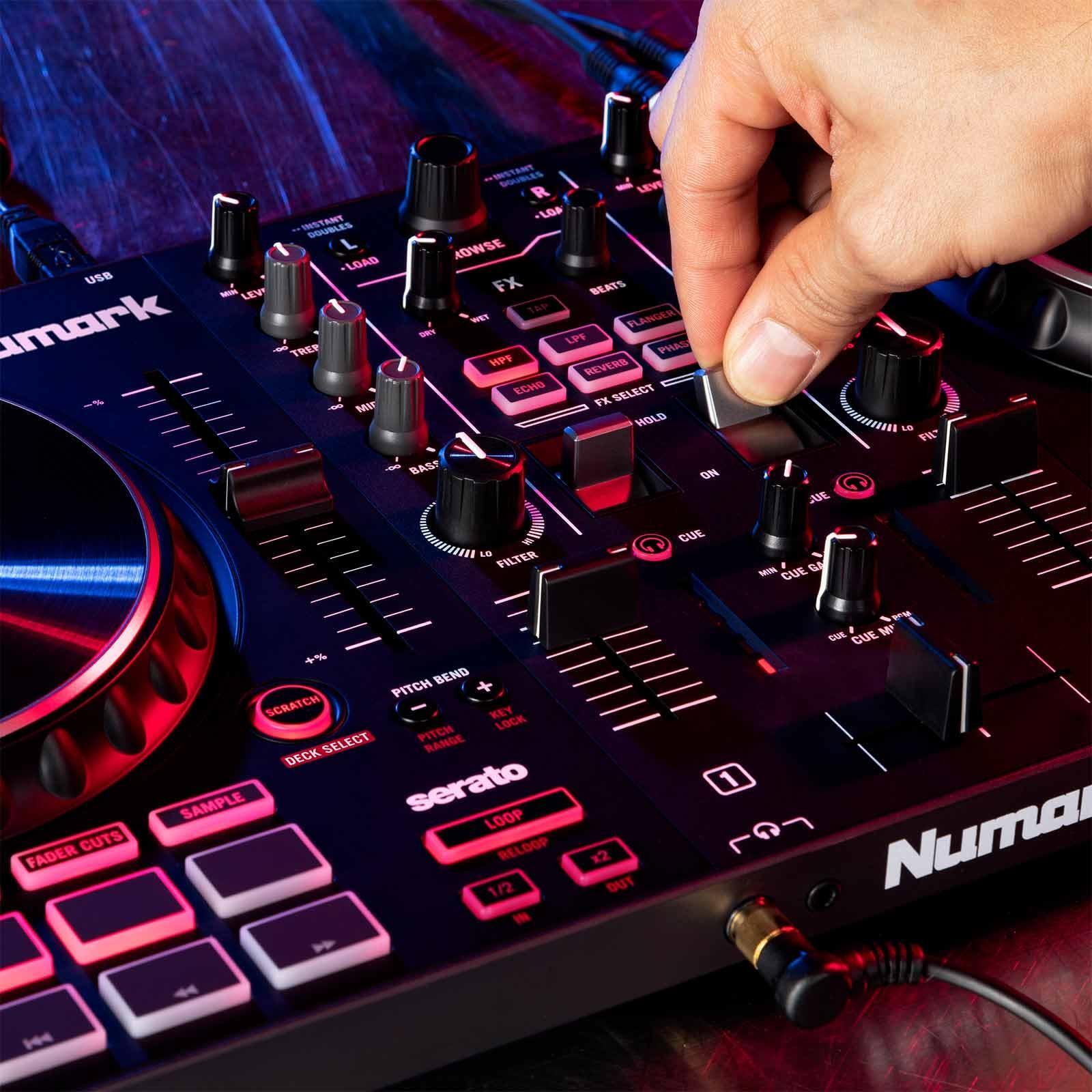 Numark Mixtrack Platinum FX 4-Deck Serato DJ Controller w Monitors Starter Pack