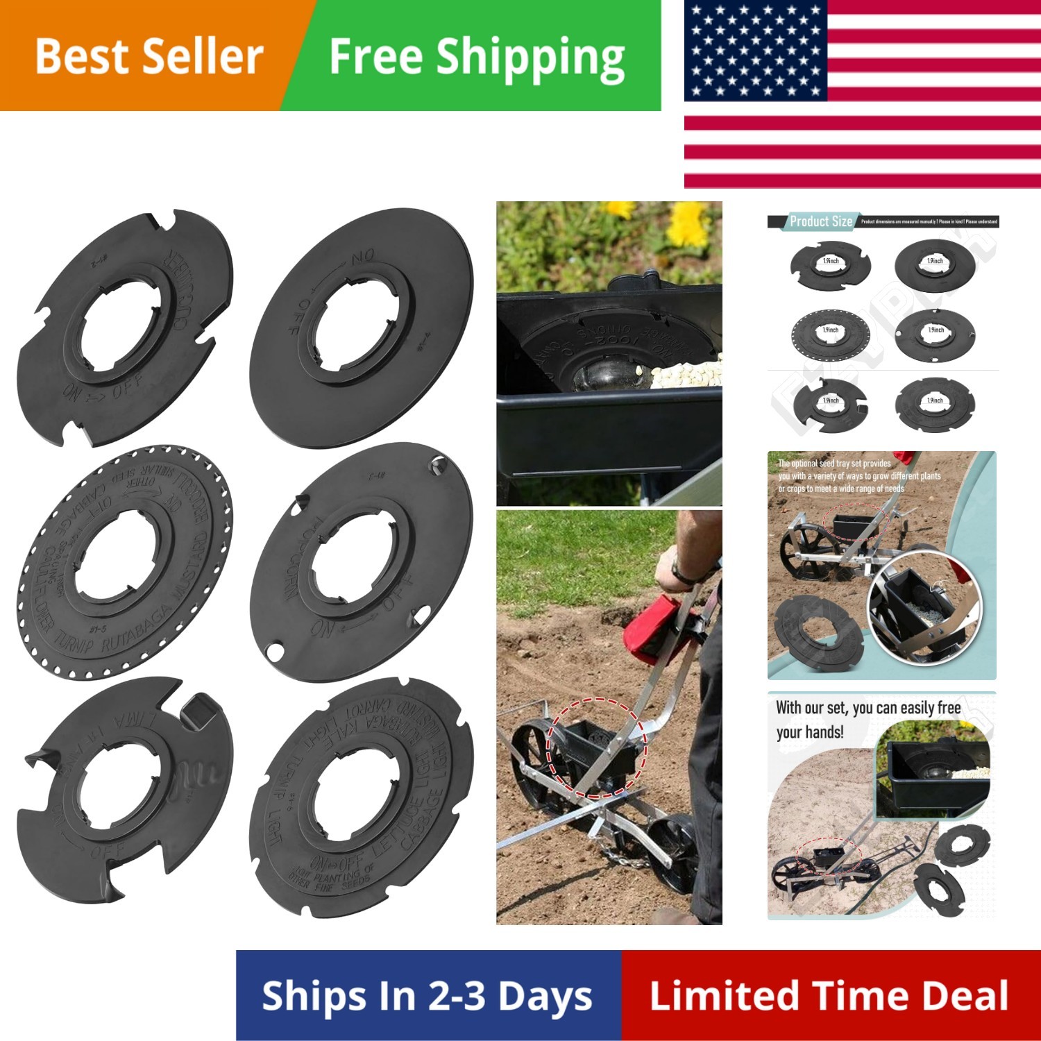 6 Pack 60 Optional Se-ed Plate Set Compatible with Earthway 1001-B Garden See...