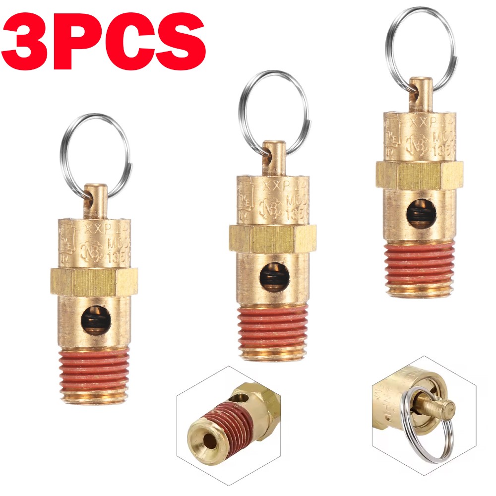 3PACK 1/4" NPT 135 PSI Air Compressor Relief Pressure Safety Valve, Tank Pop Off