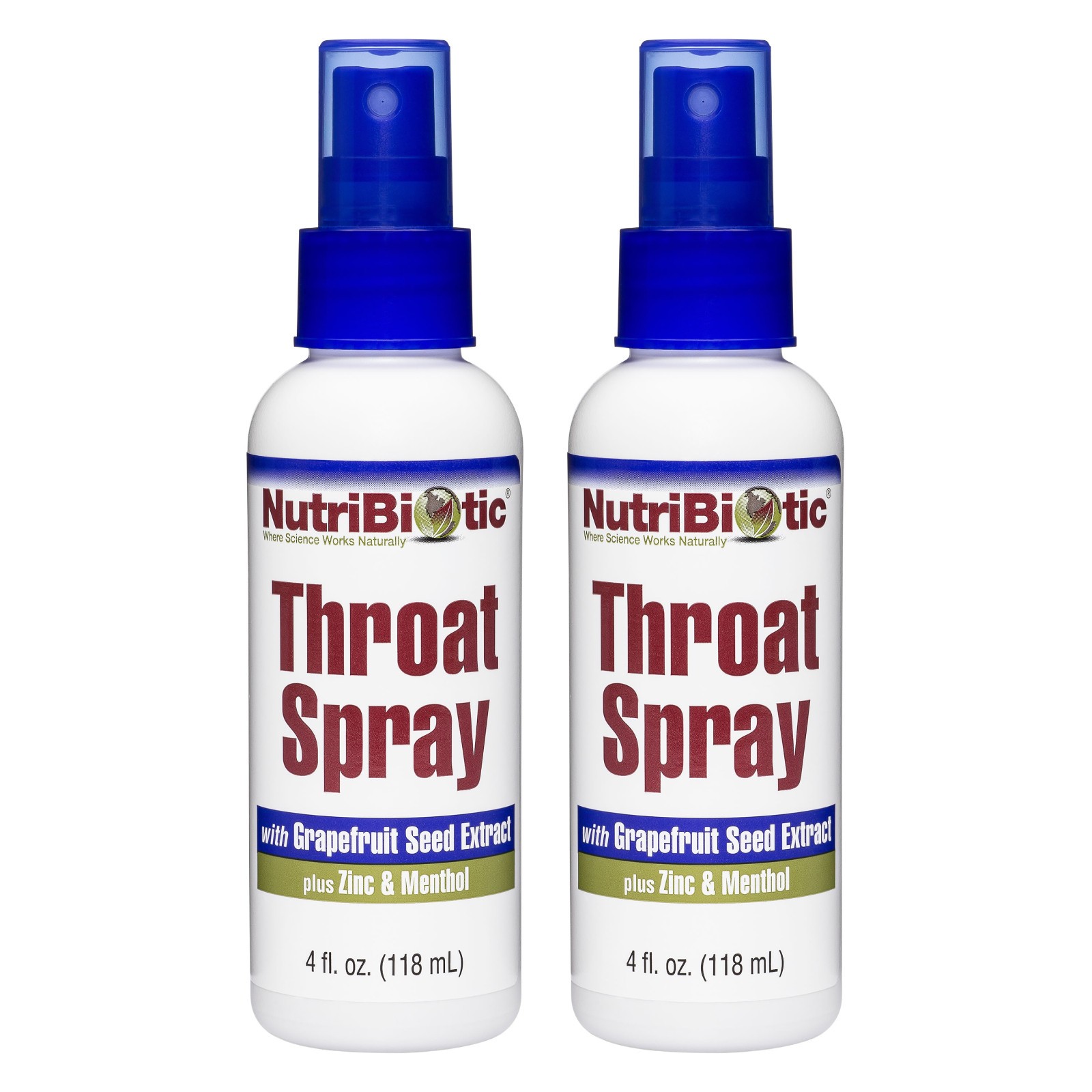 NutriBiotic Throat Spray, Twin Pack (Pack of 2) GSE, Zinc & Menthol