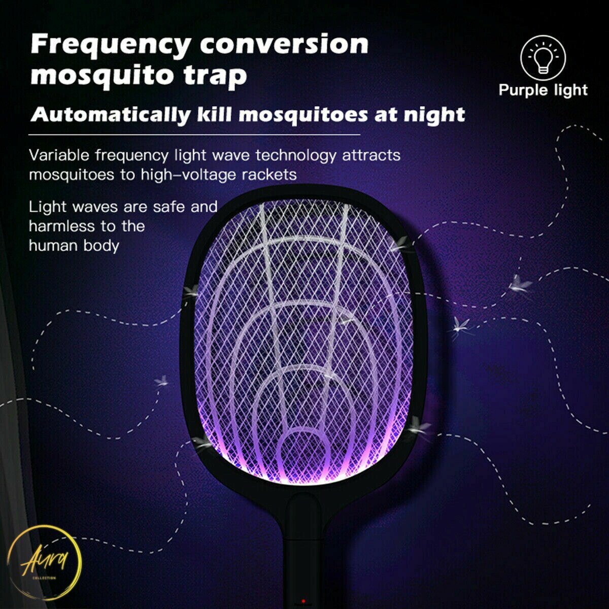 Electronic Fly Swatter Handheld Mosquito Killer Rechargeable Racket Zapper