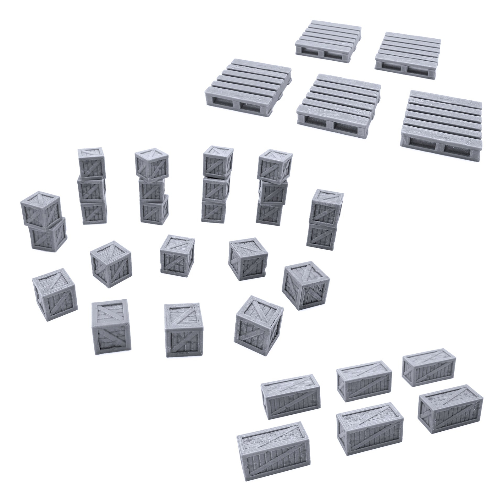 Rustic Crates and Pallets, 3D Printed Tabletop RPG Scenery and Wargame Terrain