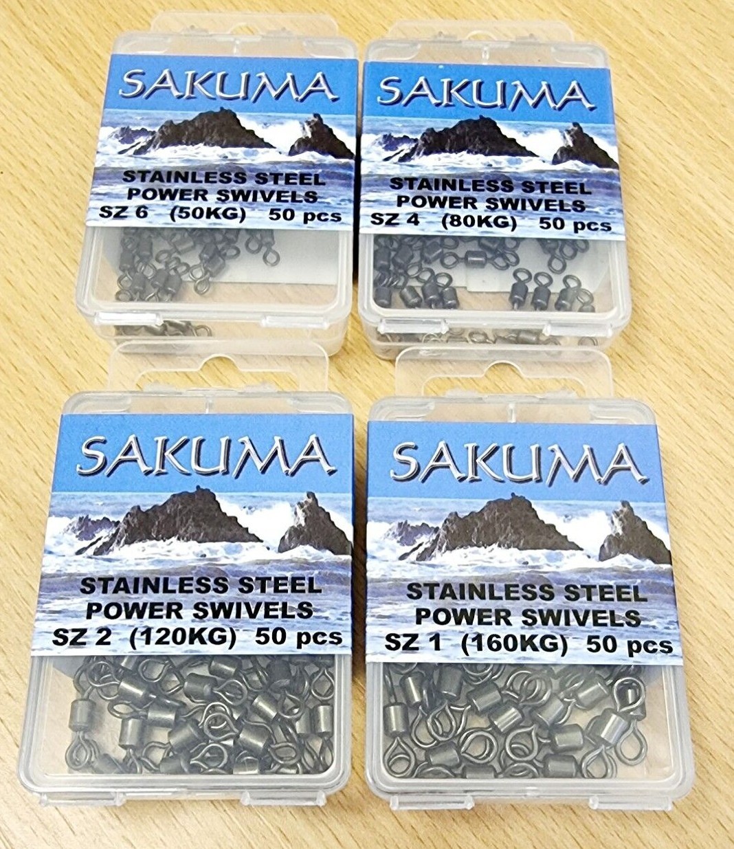 Sakuma Stainless Steel Power Swivels - Various Sizes Available - 50 Per Pack