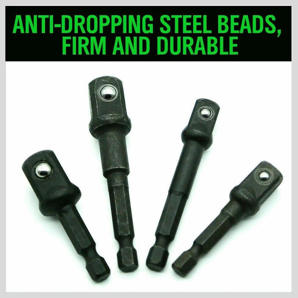 9Pcs Socket Adapter Drill Bits Set Hex Impact Driver Tools 1/4" 3/8" 1/2" Shank