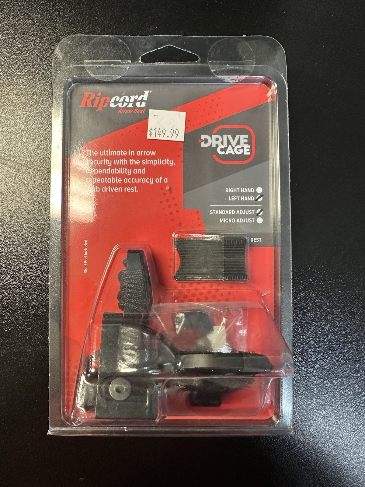 Ripcord Drive Cage Arrow Rest Black LH Universal Mount Archery Hunting