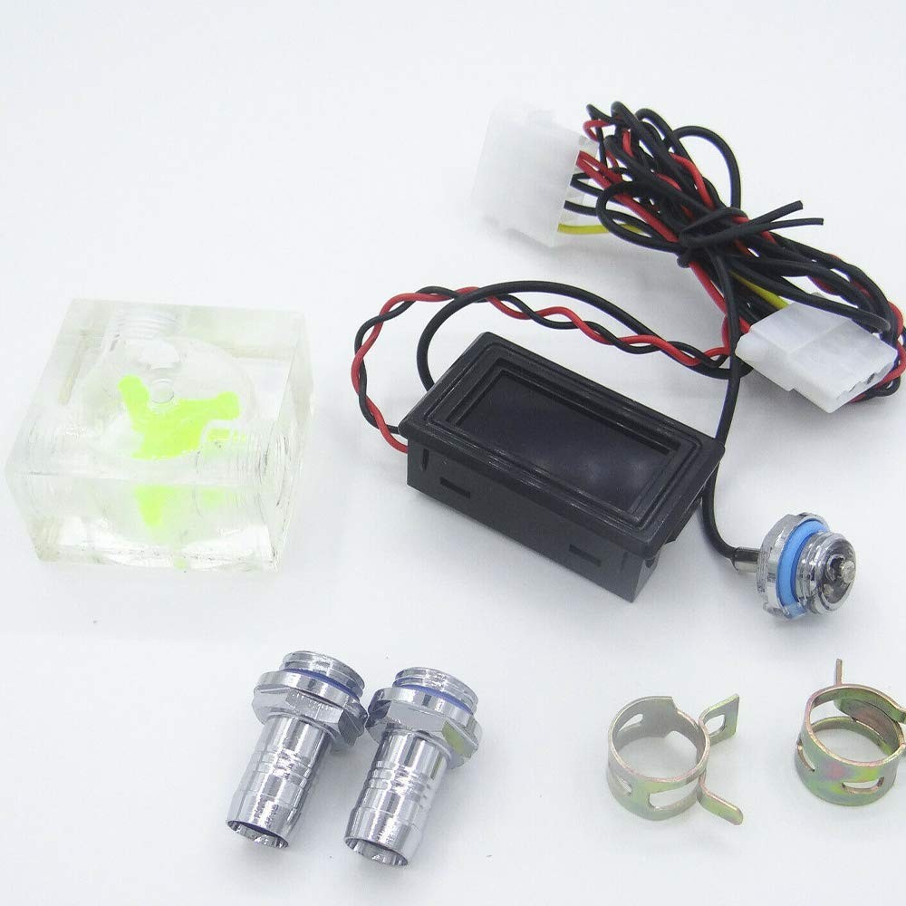 1 Set Thermometer Digital Pointer 3 Way FlowMeter for Water Cooling Liquid Co...