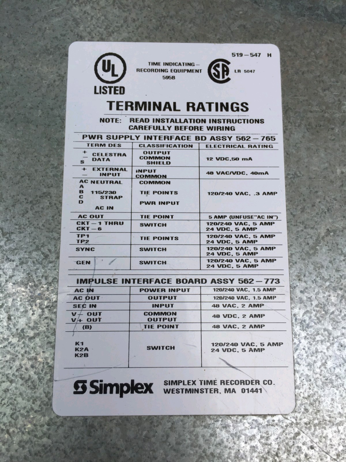 Simplex 6400-9004 Master Time Control Center