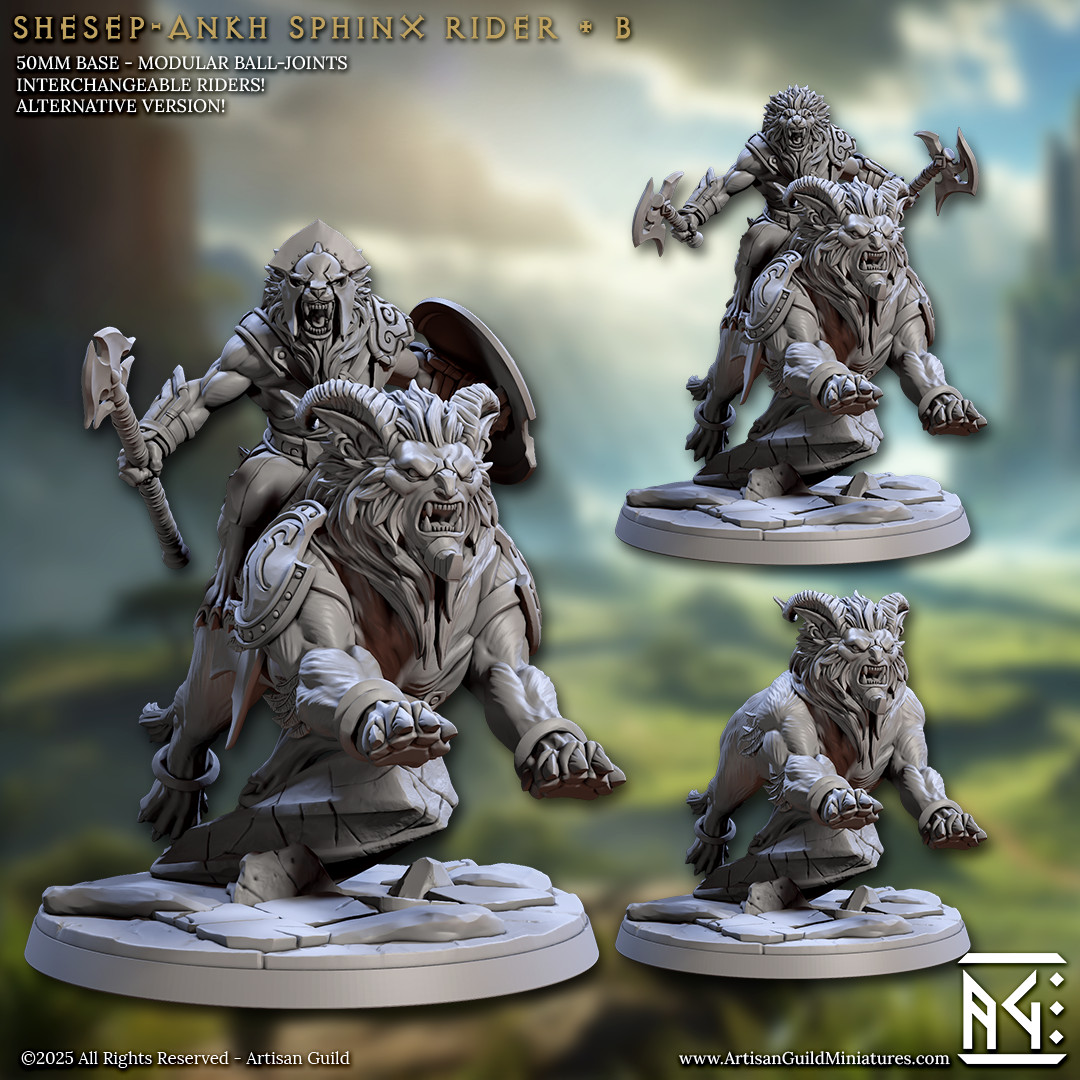 Rakshakin Sphinx Rider - Spear Dual Axes - Artisan Guild - Dungeons and Dragons