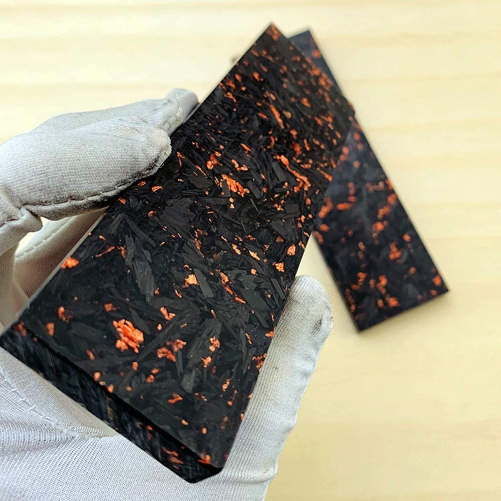 Crafting 2PC Marbled Carbon Fiber Copper Resin Knife Material Scales Slab Blank