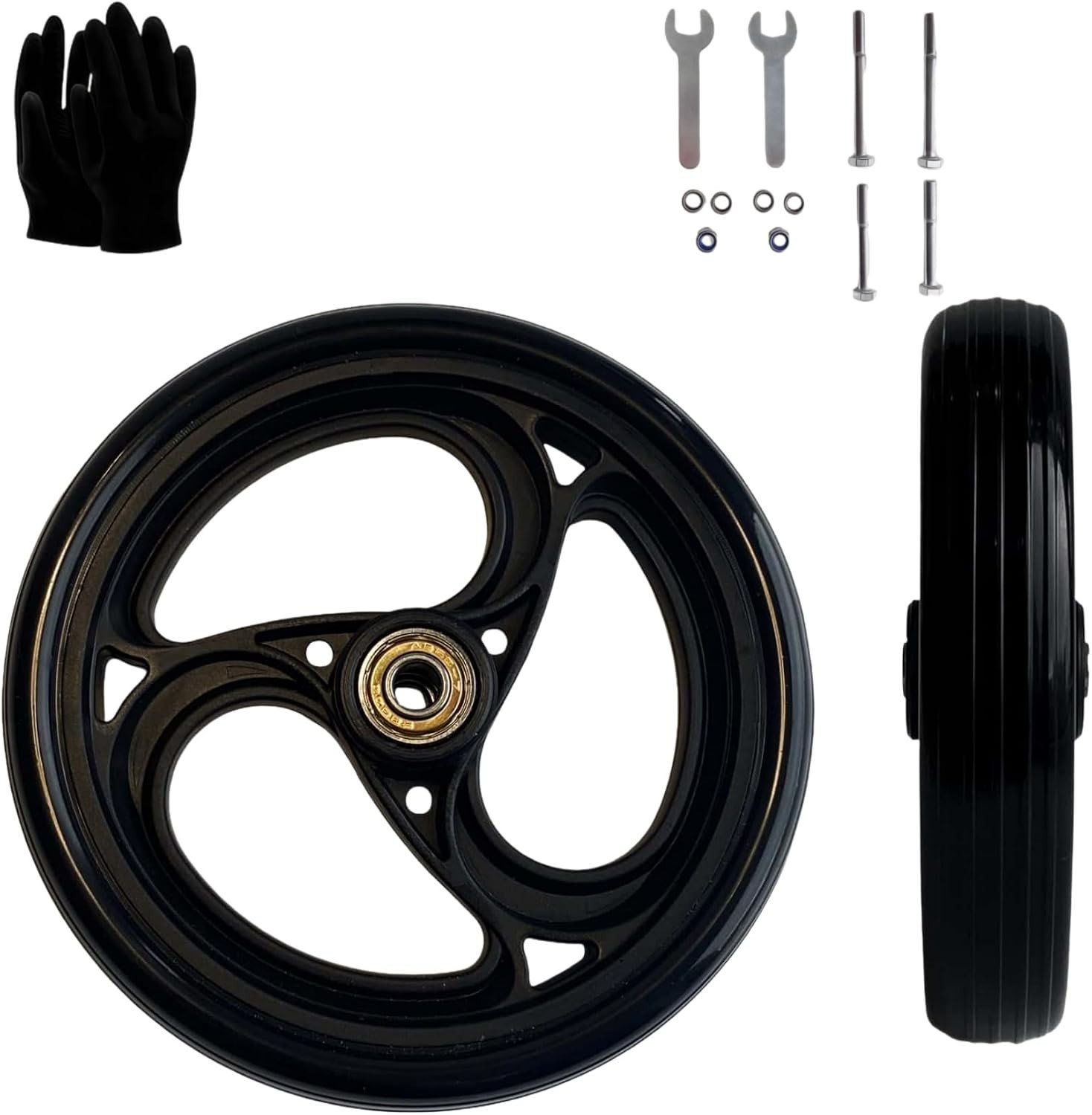 8" Black Walker Replacement Wheels, Hard Rubber, Fits Rollator | 2-Pack, Non-...