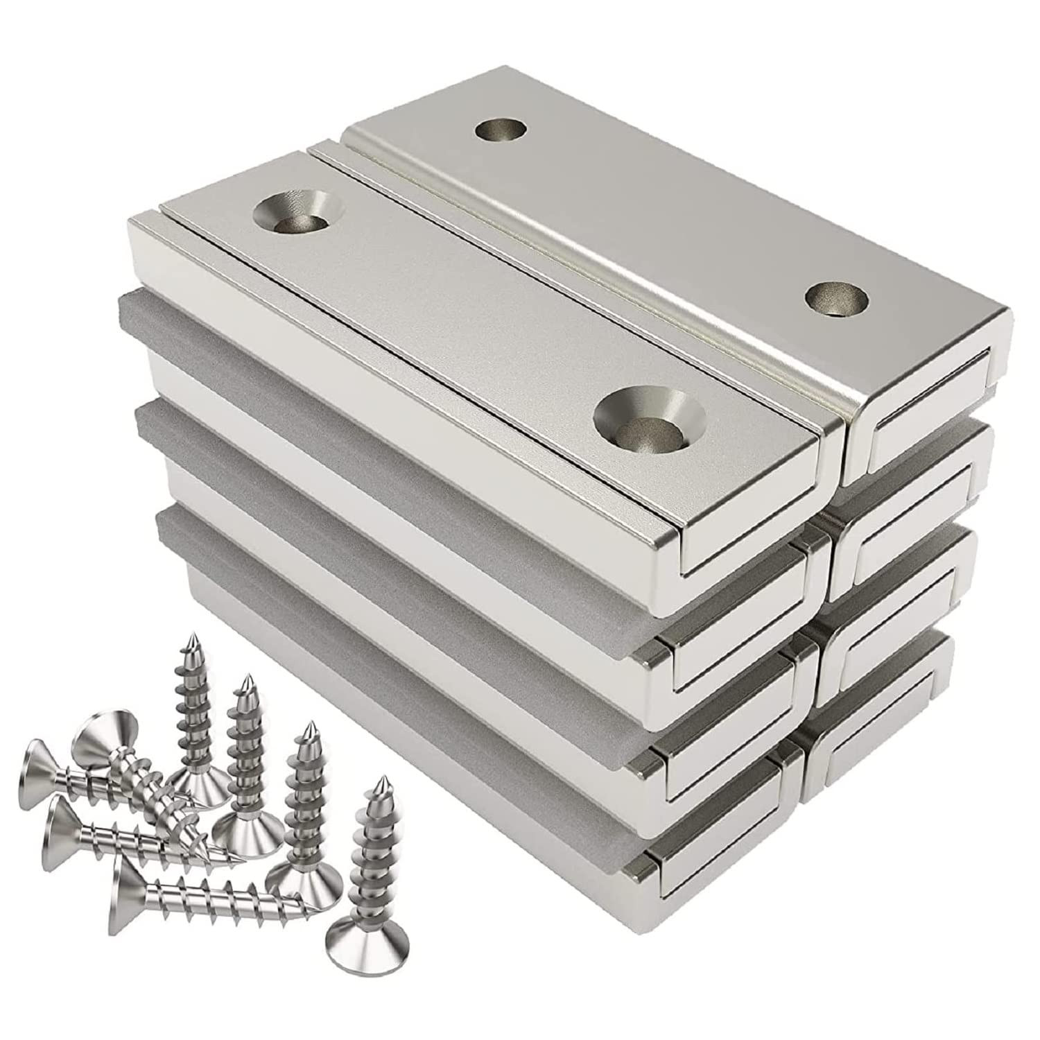 Neodymium Rectangular Magnets 45 Lbs Force 1.57" X 0.53" X 0.20" with Countersun