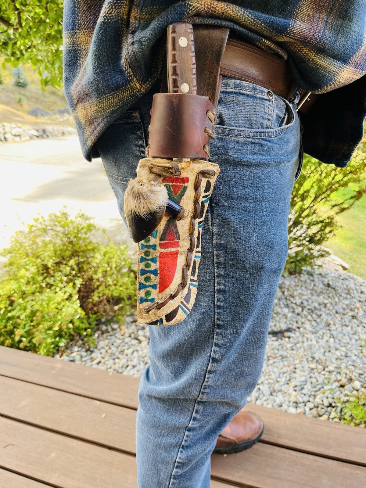 Plains Indian Style Remmington Skinning Knife Caribou Hoof Adornment Parfleche