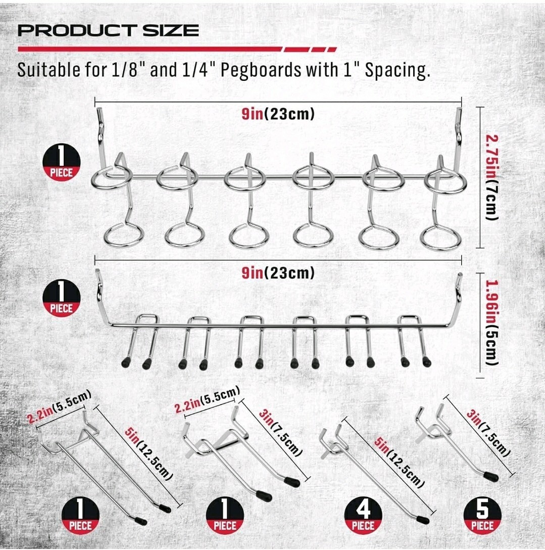 121 Pcs Pegboard Hook Assortment PegBoard Accessories, PegBoard Hooks, Pegboard