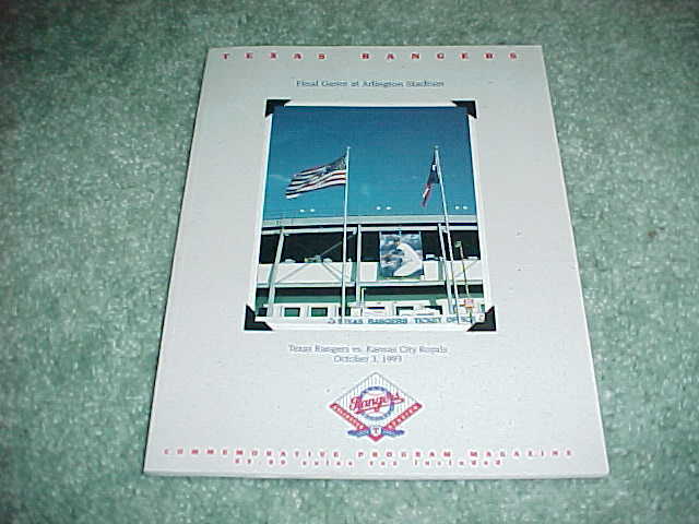 1993 Texas Rangers Arlington Stadium Final Game Baseball Program v Royals 10/3
