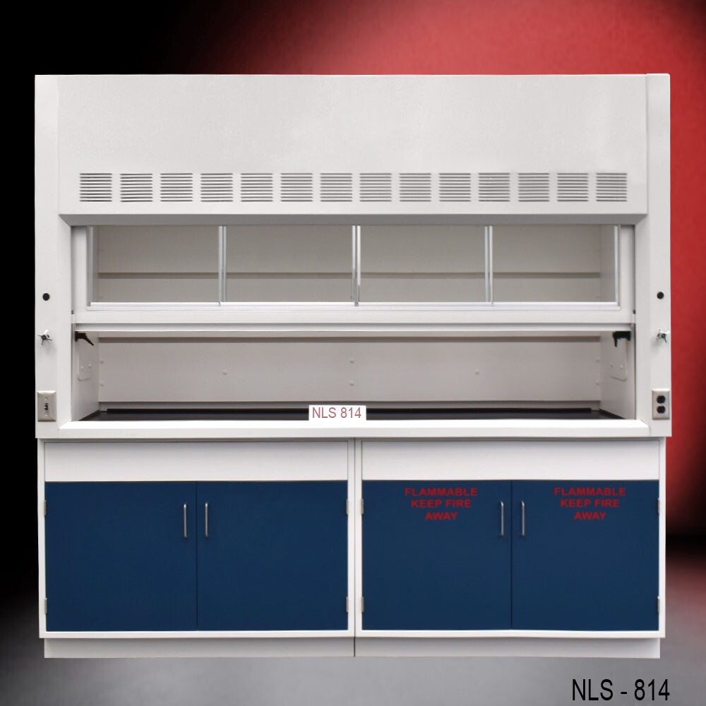Fisher American 8' Fume Hood w/ Storage:  Flammable & General Cabinets E1-788