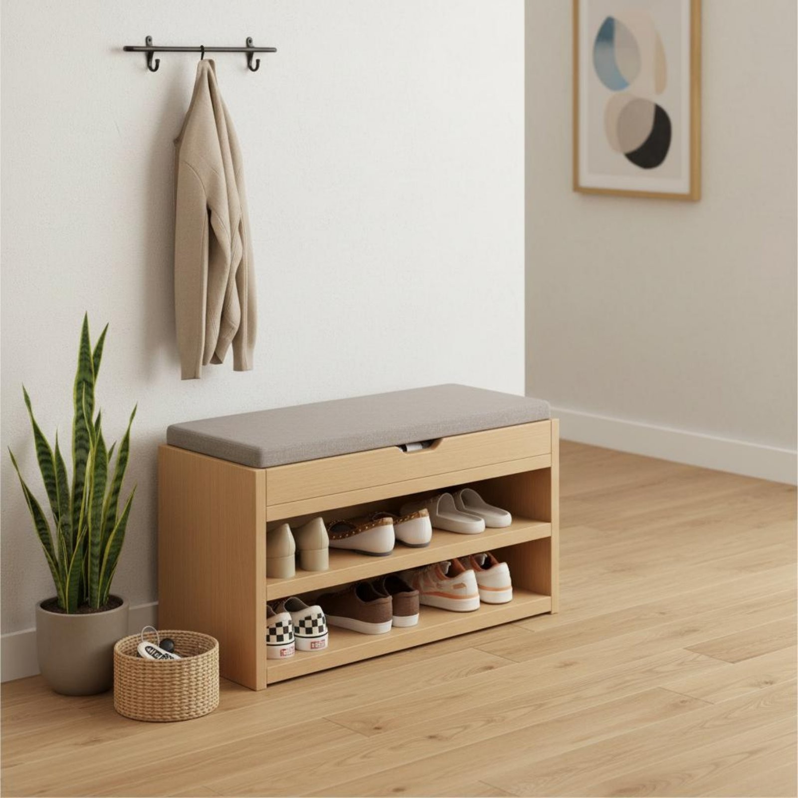 Entryway Shoe Changing Bench Large Capacity Home Furniture for Hallway, Mudroom
