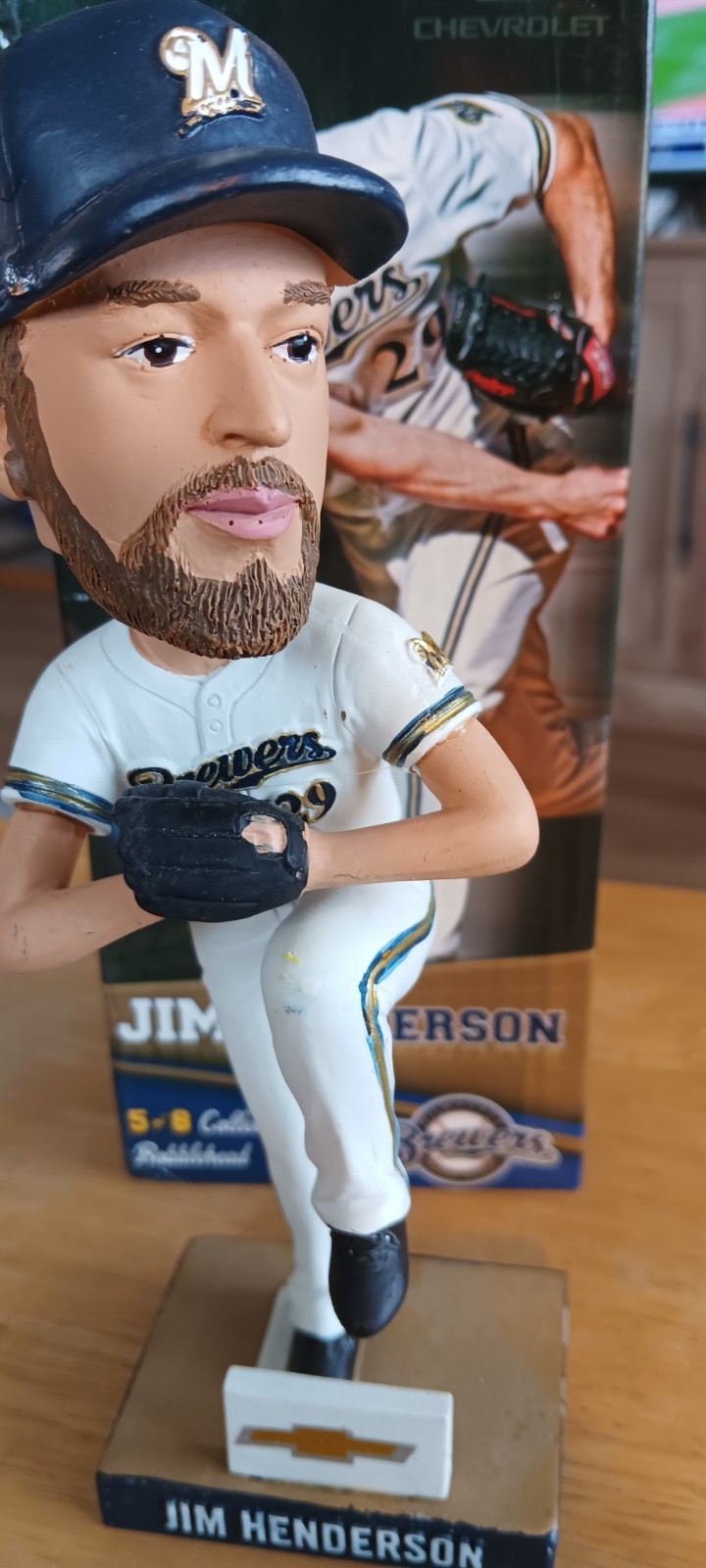 Jim Henderson Milwaukee Brewers 2014 Bobblehead White Jersey Never Displayed