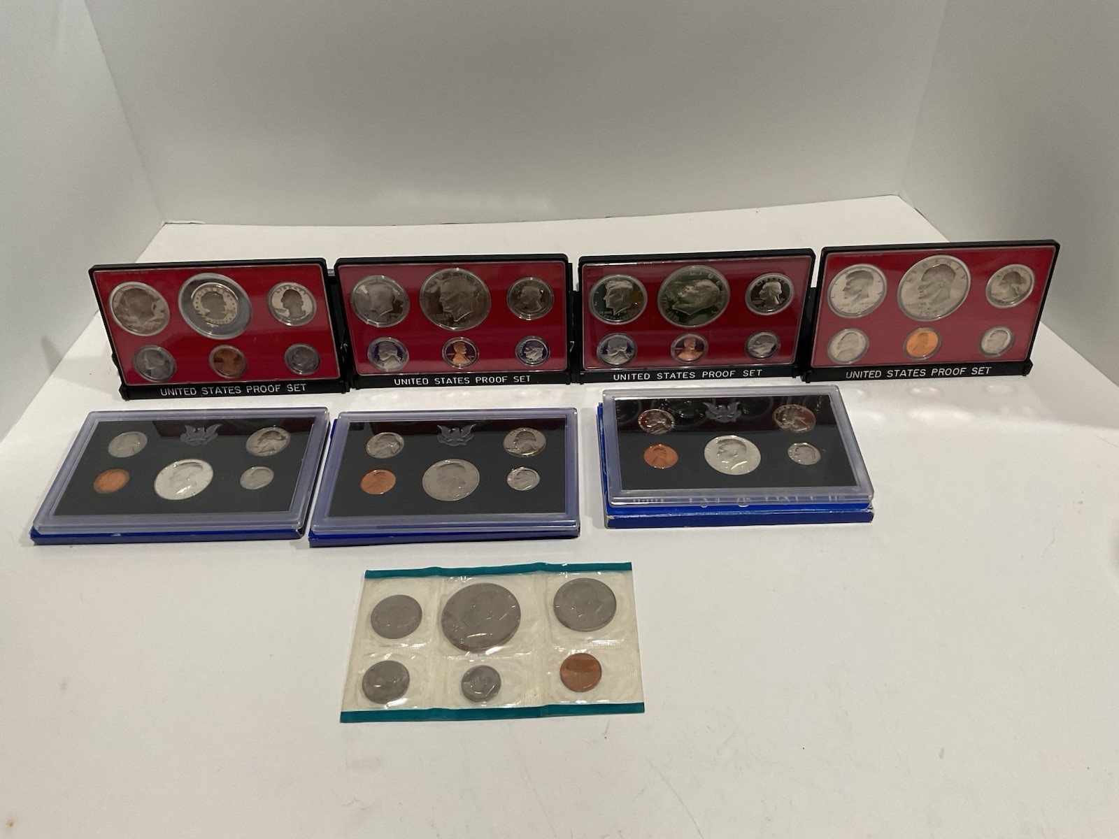 Eight US Mint Proof Sets 1969, 1970,1972,1974,1976,1977,1978,1979 All S Mint