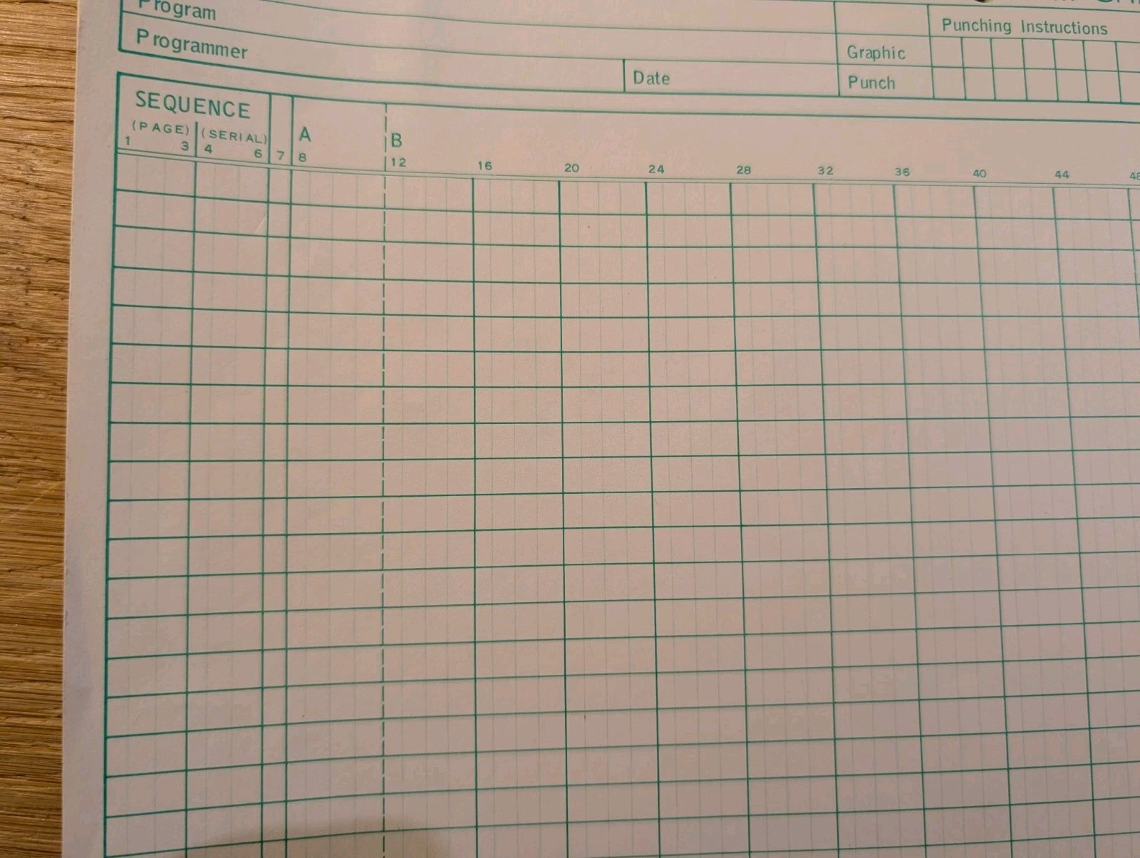 ONE (1) IBM Cobol Coding Form Program Sheet 1970's Form R 10-035