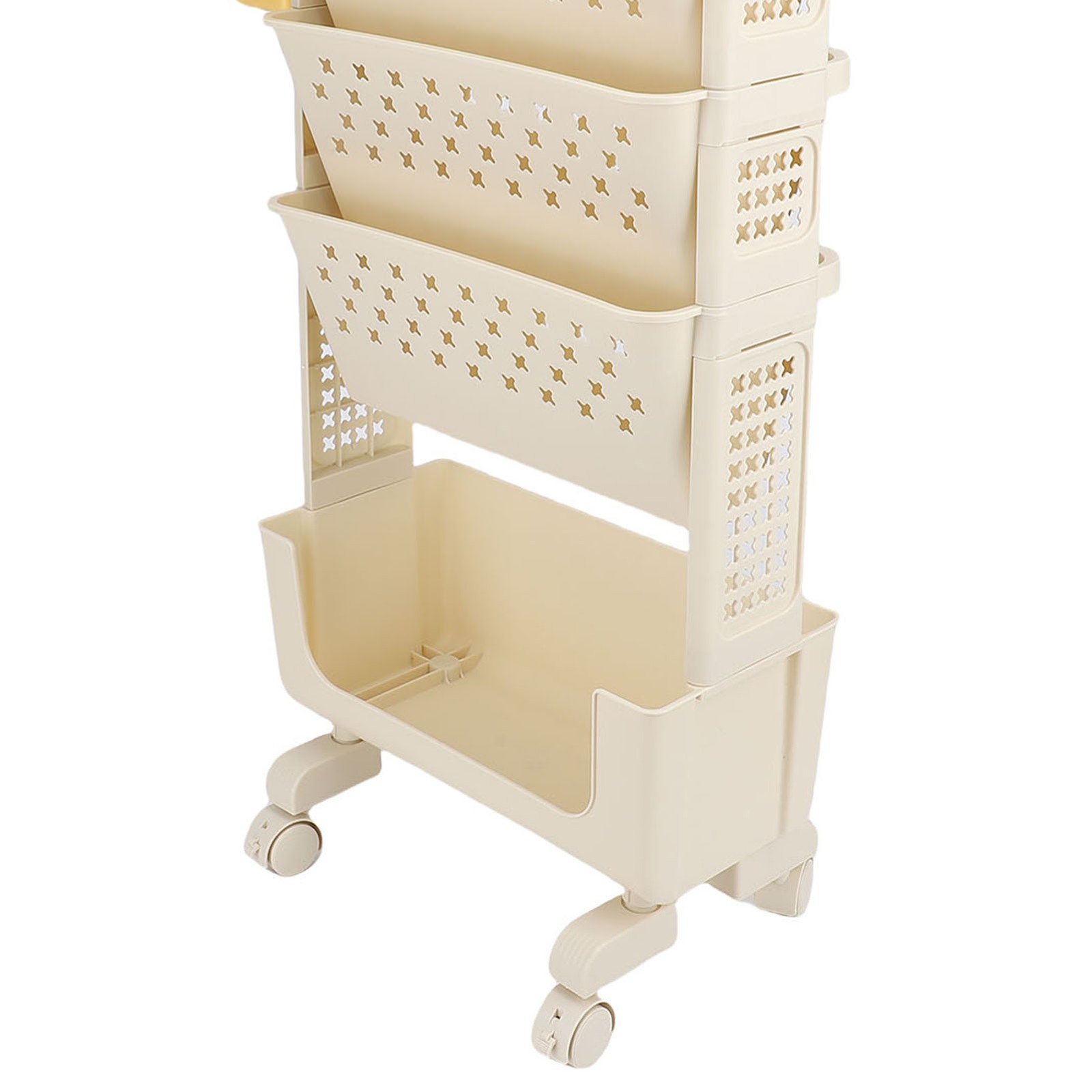 Rolling Book Cart 5 Tier Multi Functional Movable Storage Book Rack White