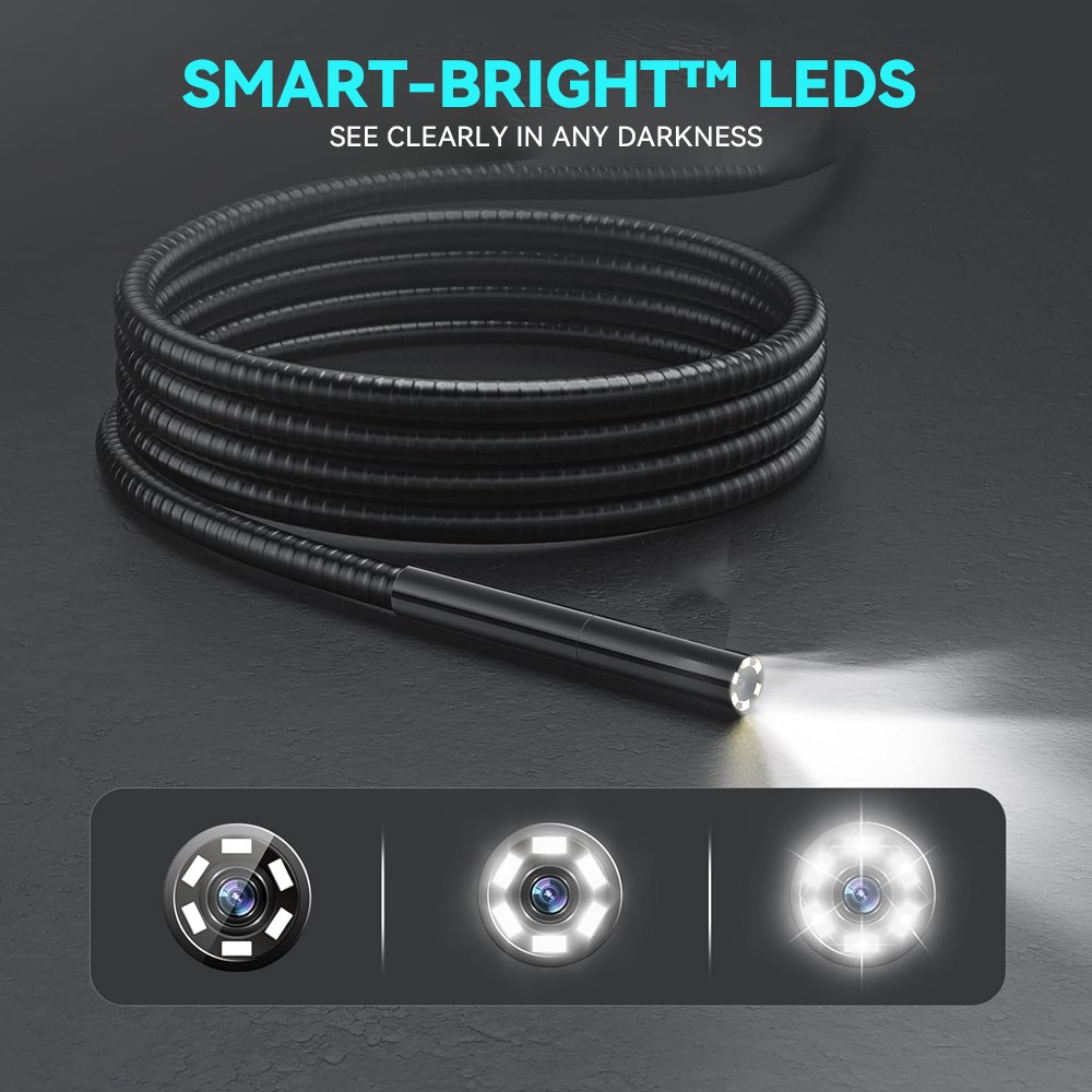 10FT🔥 Endoscope 2-Way 360° Inspection Camera Articulating Borescope Semi Rigid