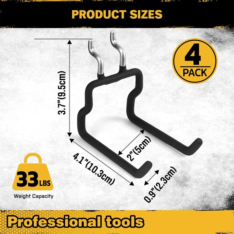 4-Piece Flat Pegboard Hooks Peg Board Organizer Accessories for Hanging Fit 1